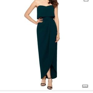 Strapless Popover Scuba Crepe Gown In Emerald
